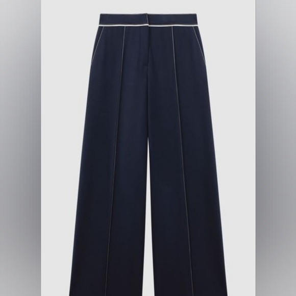 NWT REISS ORIEL CONTRAST STITCH WIDE LEG TROUSERS Color: Navy SIZE 6 - Picture 5 of 9